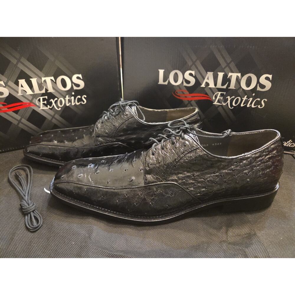 LOS ALTOS GENUINE BLACK OSTRICH OXFORDS DRESS SHOE US 11.5